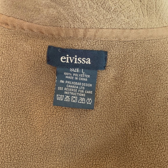 eivissa Brown Fleece Jacket, long sleeve, fleece, zipper close, size large - Picture 7 of 8